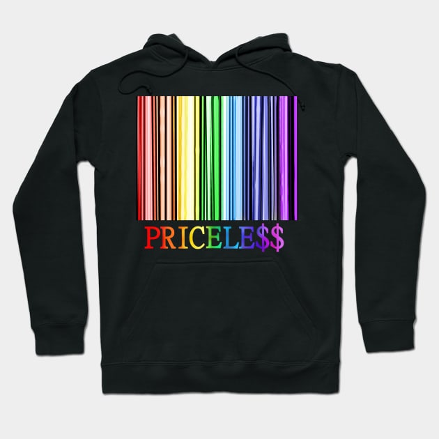 Rainbow Pride Priceless Barcode Hoodie by Art by Deborah Camp